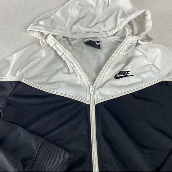 Nike Zip-Up Hooded Jacket women size small white black soft lightweight jogging - Picture 2 of 9